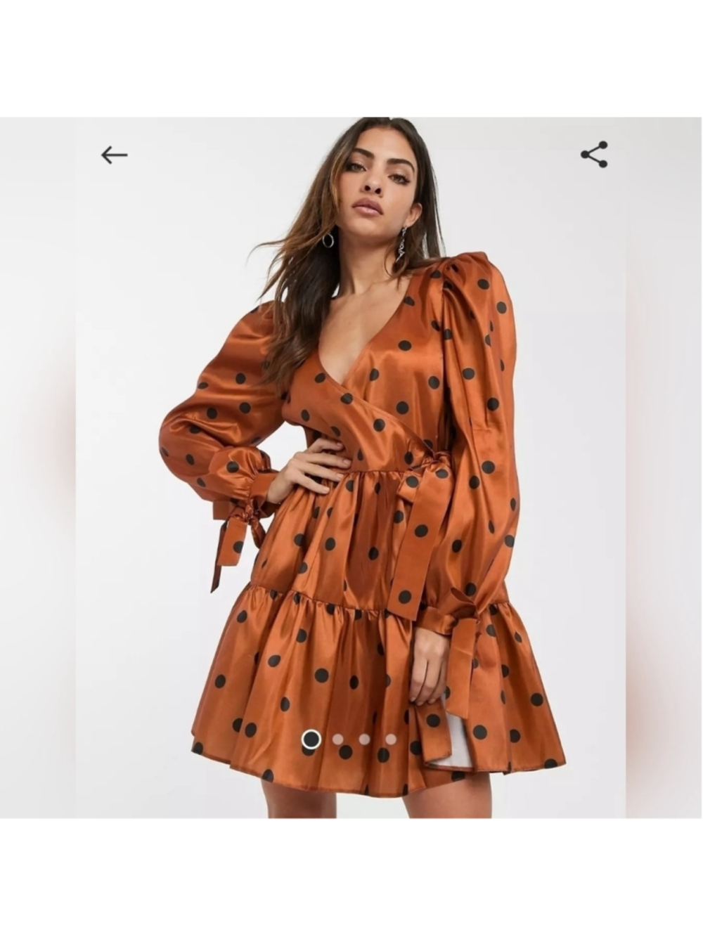 Asos Design wrap front Smock mini dress in taffeta in spot